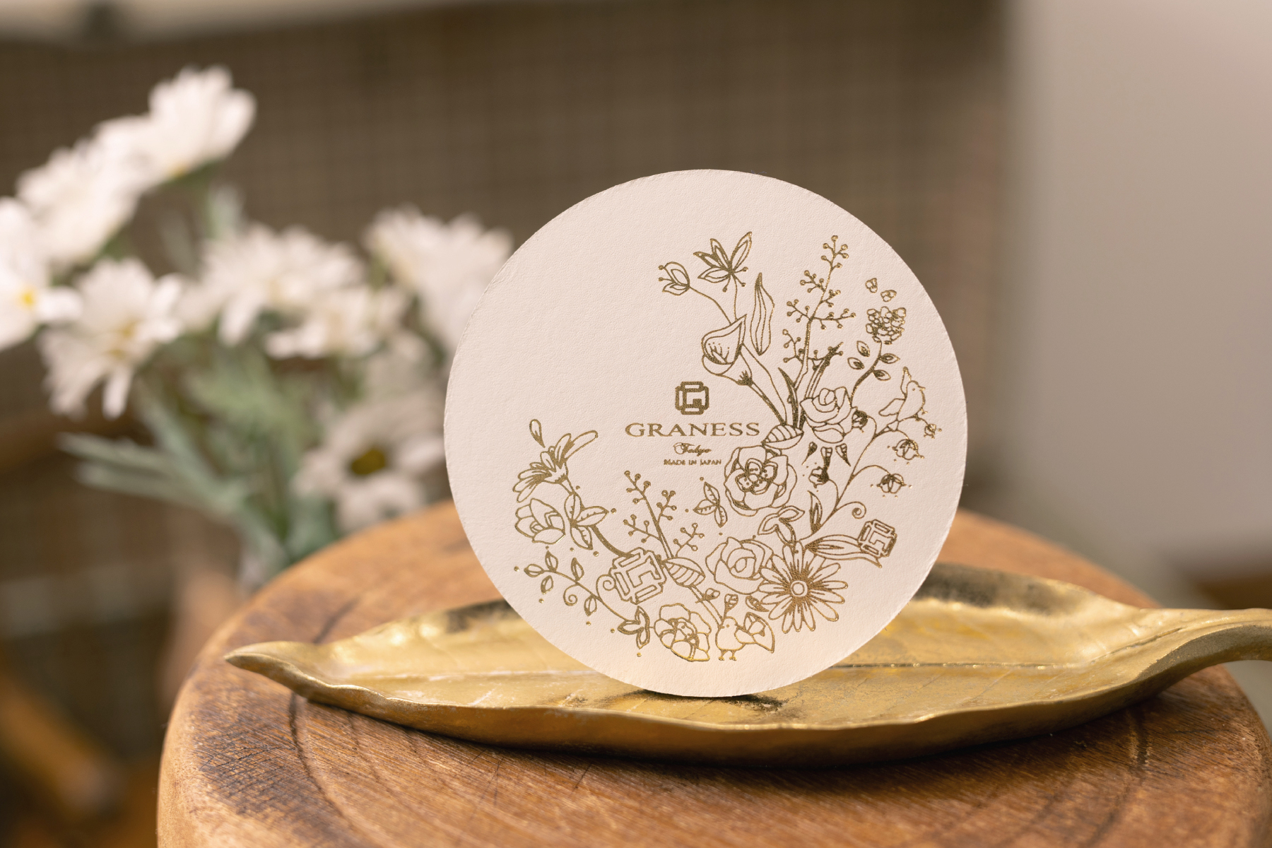 名入れ レザーコースター 金箔押し