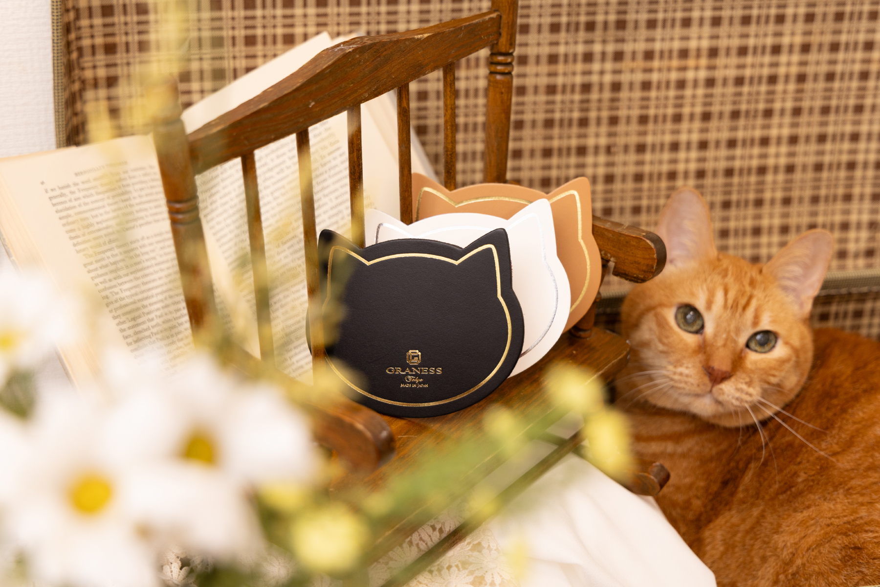 ねこねこ レザーコースター 高級ノベルティ