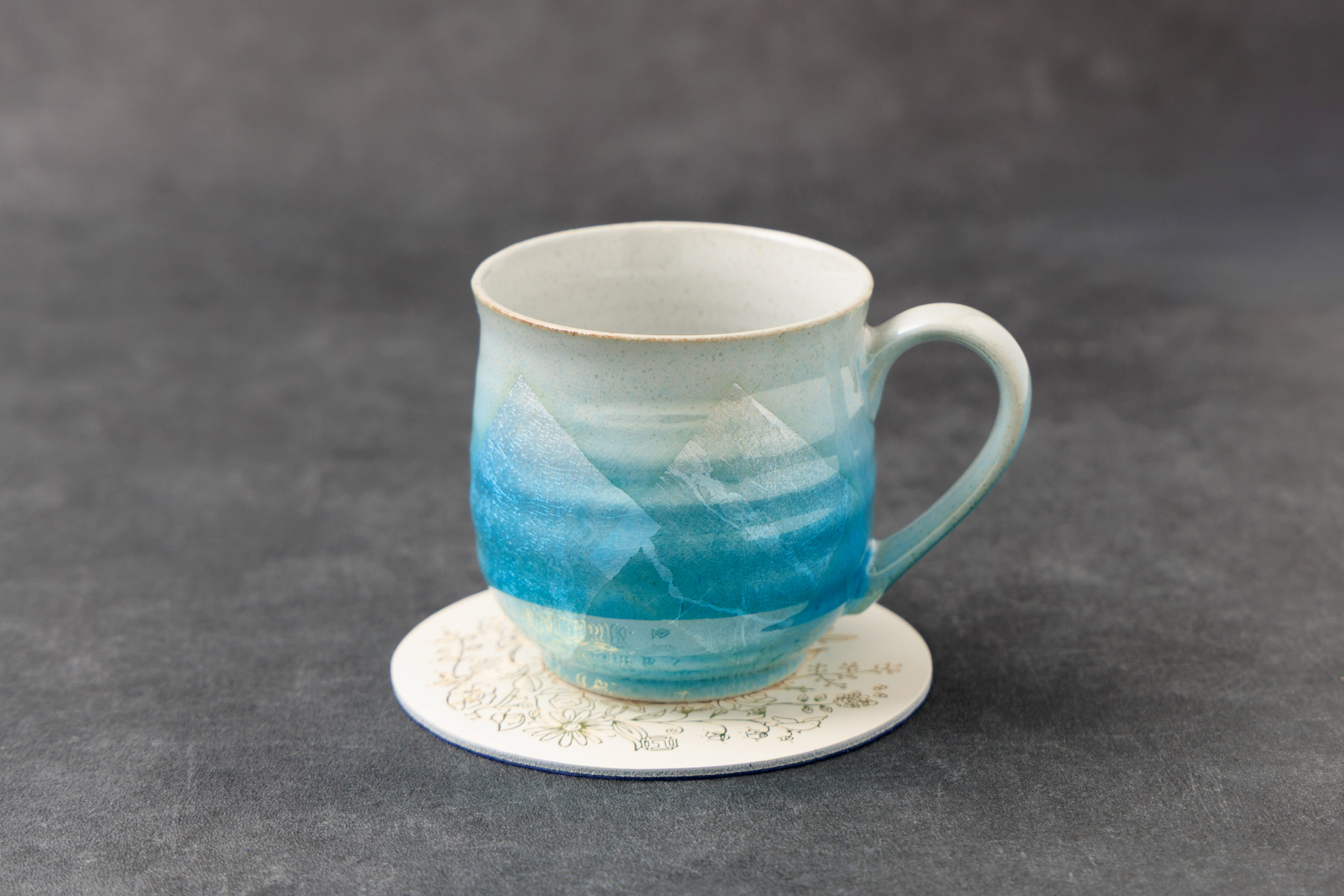 九谷焼 マグカップ 銀彩 名入れ レザーコースター セット